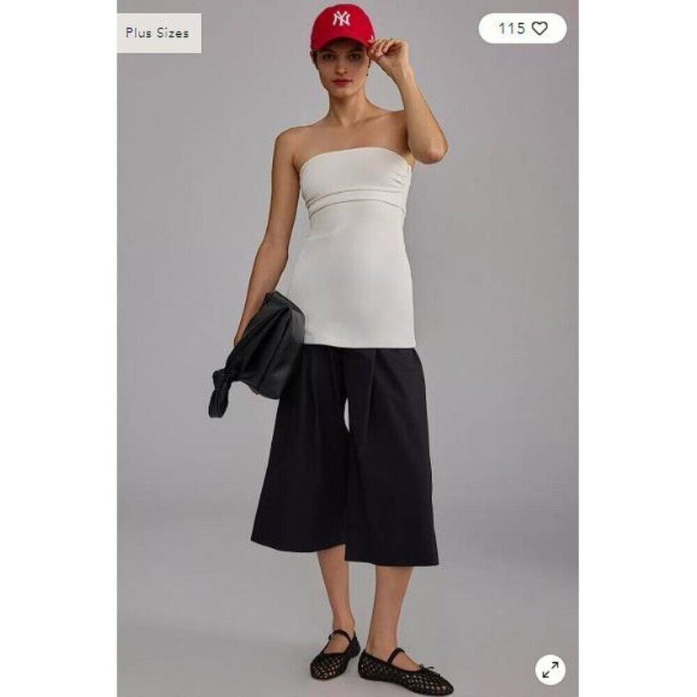 ANTHROPOLOGIE Women's Cropped Wide-Leg Trousers Size 0 In Black - Picture 3 of 16
